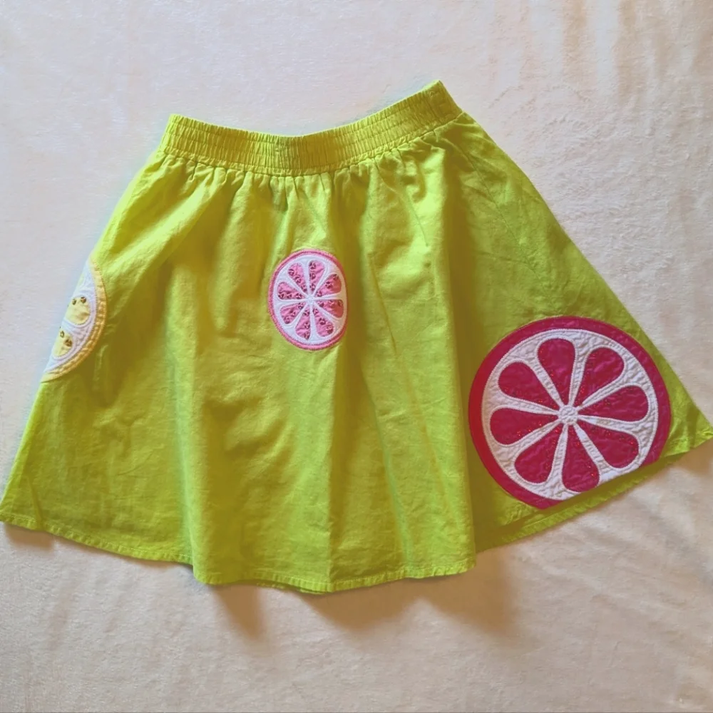 GYMBOREE Citrus Fruit Embellished Cotton Lined Skirt 6